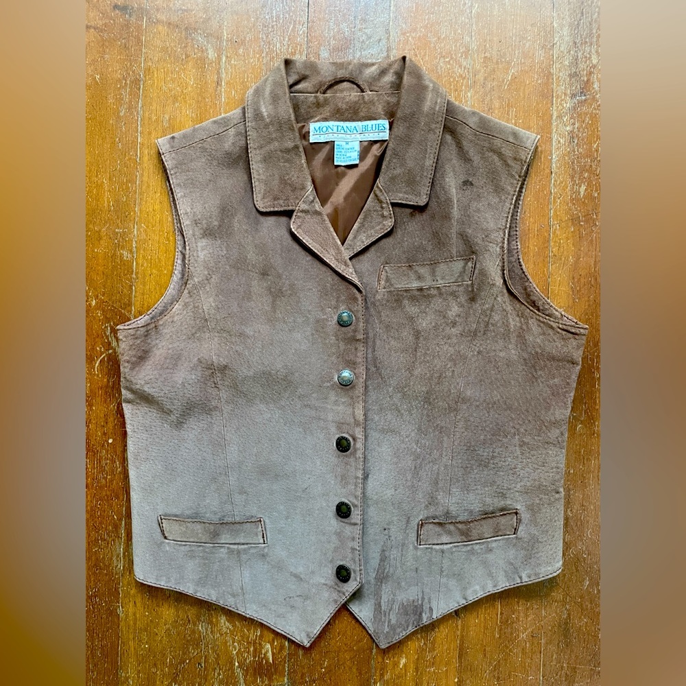 Montana Blues Vintage Leather Vest, Medium